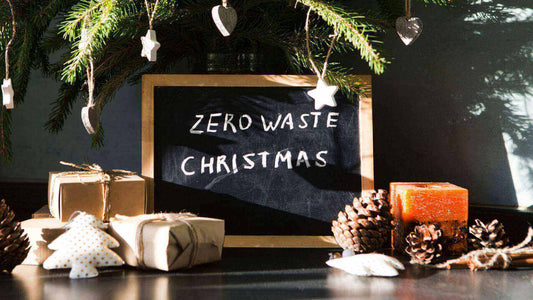 Collombatti Naturals 5 ways to reduce waste over Christmas picture of a blackboard with the words zero waste christmas