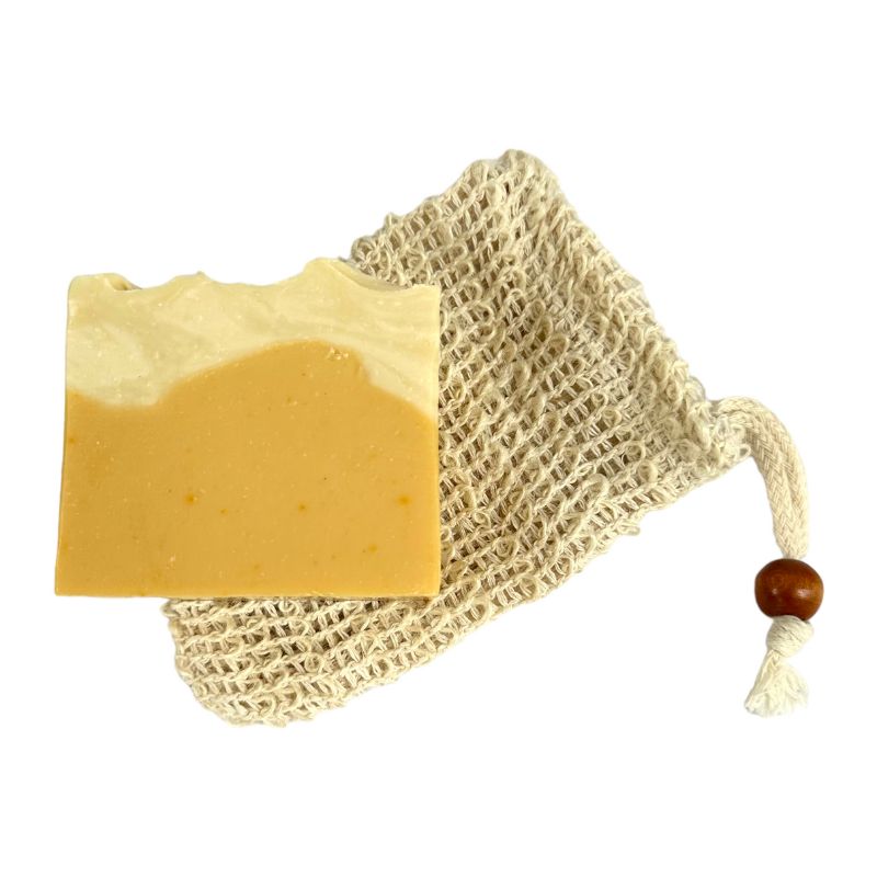 Collombatti Naturals cotton soap bag with beer soap