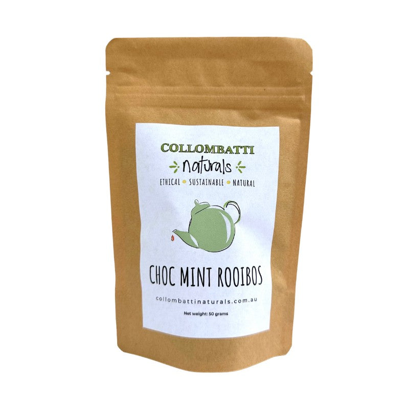 Collombatti Naturals Choc Mint Rooibos chai in plastic free packaging