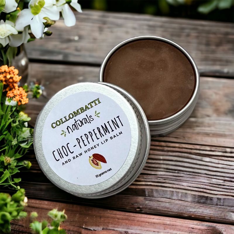 Collombatti Naturals Honey and Choc-Peppermint lip balm