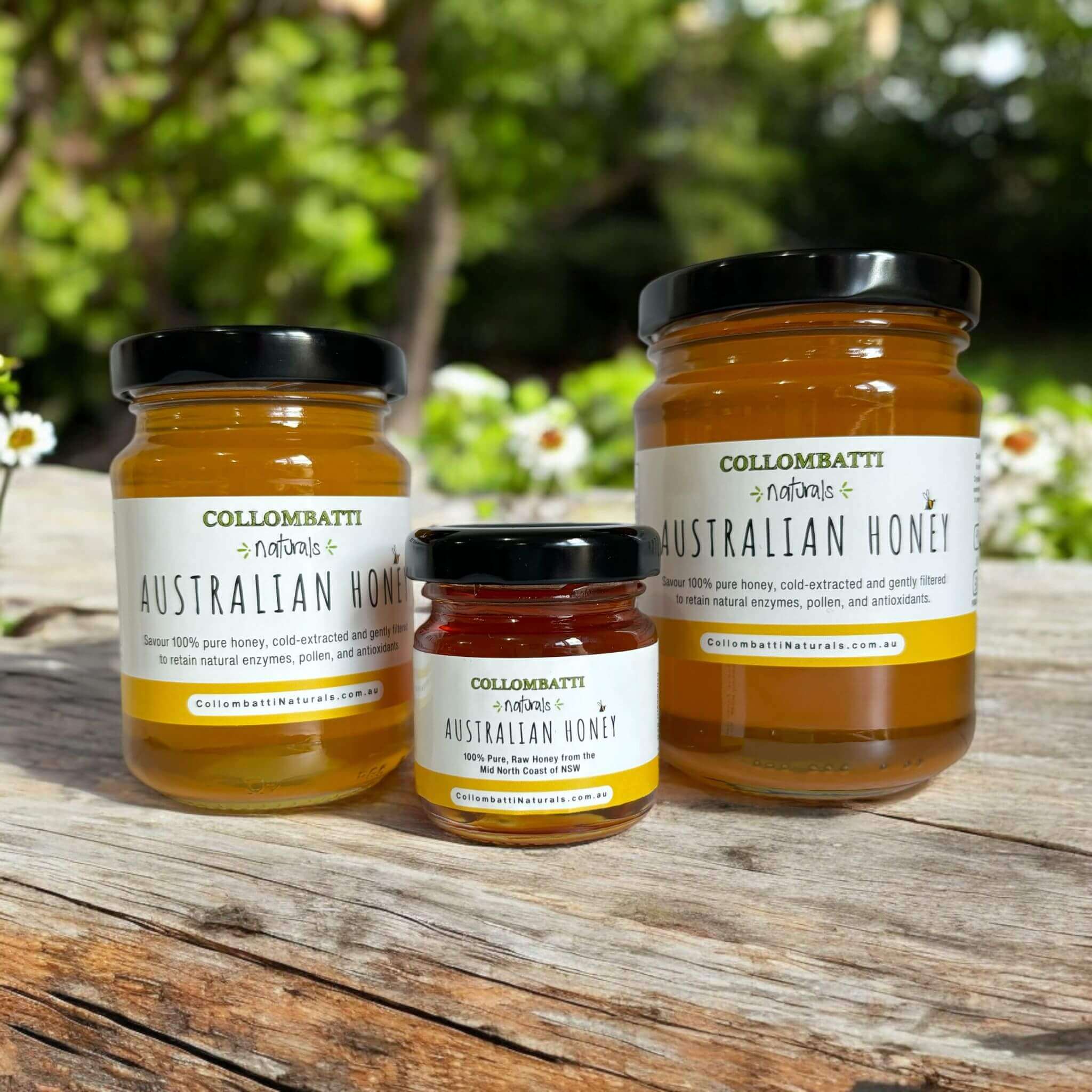 Collombatti Naturals Raw Australian Honey in glass jars