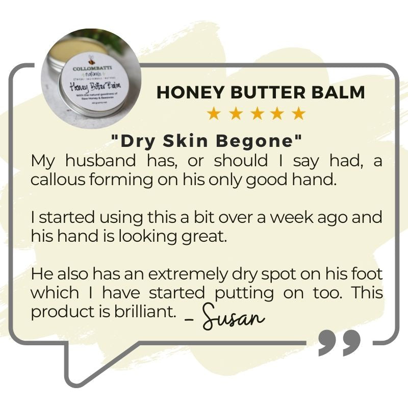 Collombatti Naturals Customer review for honey butter dry skin balm