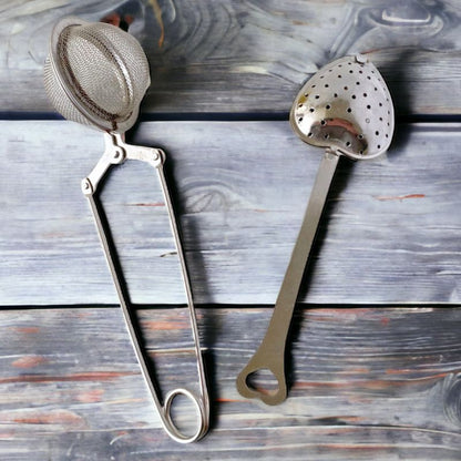 Collombatti Naturals tea strainers, choose mesh tea ball or heart shaped strainer