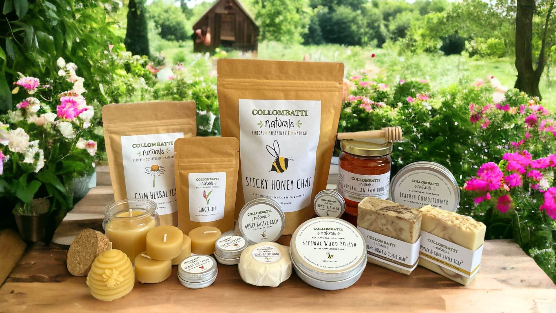 Collombatti Naturals Beeswax, honey and tea product handmade in regional Australia