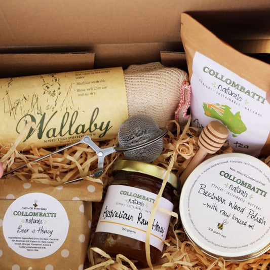 Collombatti Naturals Beeswax Wood polish with tea and honey eco friendly gift box